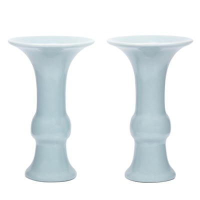 Lot 377 - Pair of Light Blue Celadon Glazed Porcelain...