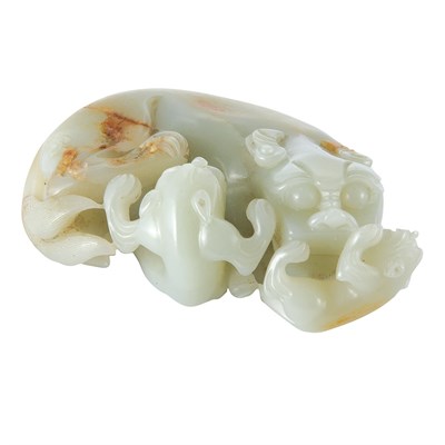 Lot 296 - Chinese Celadon Jade Foo Lion and Pup 18th...