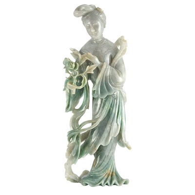 Lot 299 - Chinese Jadeite Guanyin 19th Century Standing...