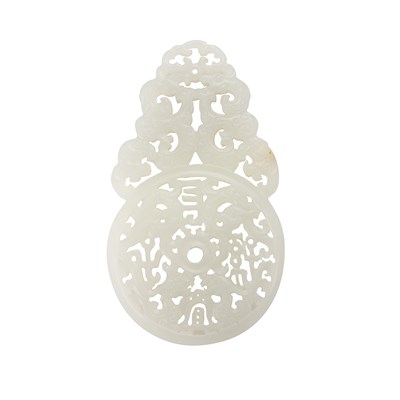 Lot 293 - Chinese White Jade Pendant 19th Century Carved...