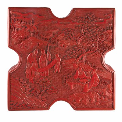 Lot 160 - Chinese Cinnabar Lacquer Covered Box 19th...