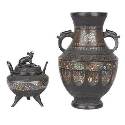 Lot 1385 - Two Chinese Cloisonne Enameled Bronze Articles...
