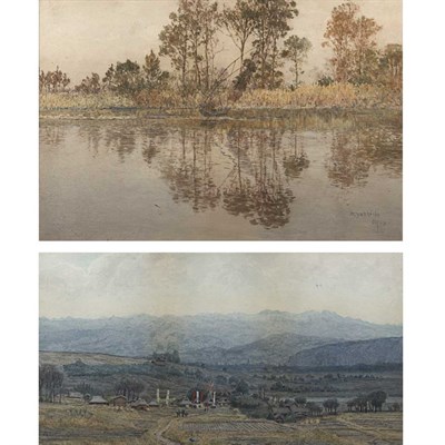 Lot 46 - Two Framed Japanese Watercolors Early 20th...