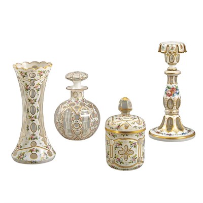 Lot 505 - Group of Bohemian Style Overlay Glass Articles...