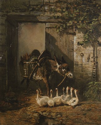 Lot 1022 - Edmond Tschaggeny Belgian, 1818-1873 Barnyard...