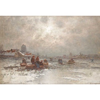 Lot 1007 - Johann Jungblut German, 1860-1912 Ice Fishing...