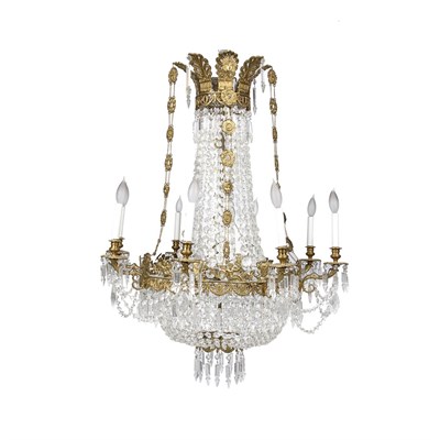 Lot 316 - Empire Style Gilt-Metal and Cut Glass...