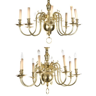Lot 284A - Pair of Anglo-Dutch Style Brass Eight-Light...