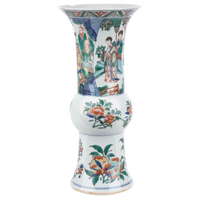 Lot 221 - Chinese Wucai Beaker Vase Transitional Period...