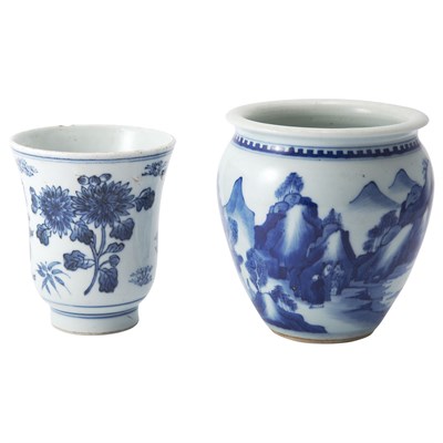 Lot 82 - Group of Three Chinese Blue and White Glazed...