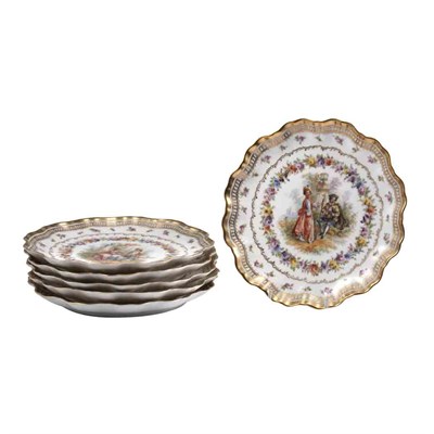 Lot 1231 - Set of Six Dresden Gilt and Polychrome...