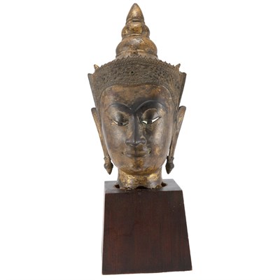 Lot 65 - Thai Gilt-Bronze Head of Buddha Sukholthai...