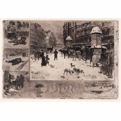 Lot 373 - Felix Buhot L'HIVER A PARIS; FRONTISPICE POUR...