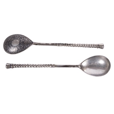 Lot 1202 - Group of Russian Niello Silver Spoons...
