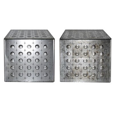 Lot 359 - Pair of Mirrored Cubes Height 16 1/2 inches,...