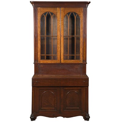 Lot 232 - Classical Mahogany and Walnut Secretary...