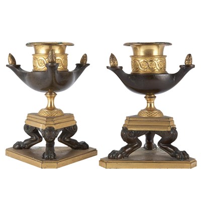 Lot 514 - Pair of Empire Gilt and Patinated-Bronze...