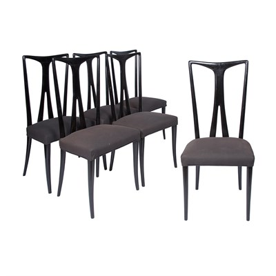 Lot 131 - Set of Six Chairs Italy, 20th century Black...