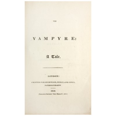 Lot 308 - POLIDORI, JOHN WILLIAM The Vampyre. A Tale....