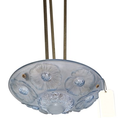 Lot 1295 - French Art Deco Molded Glass Plafonnier Of...