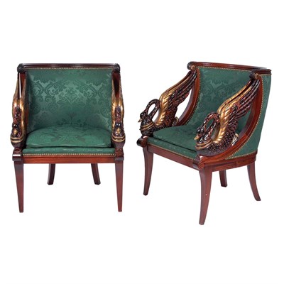 Lot 1426 - Pair of Empire Style Carved and Parcel Painted...