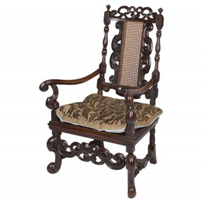 Lot 197 - Charles II Walnut and Beechwood Armchair The...