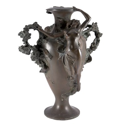 Lot 1319 - Art Nouveau Bronze Figural Vase After a model...