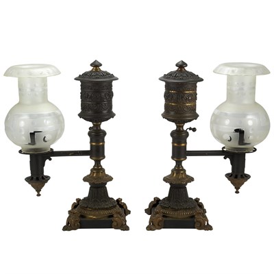Lot 218 - Pair of English Patinated-Metal Single-Arm...