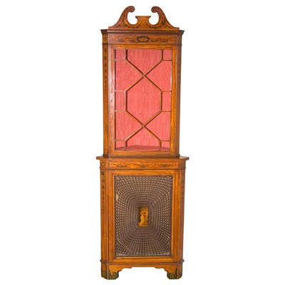 Lot 560 - Edwardian Painted Satinwood Corner Cupboard...