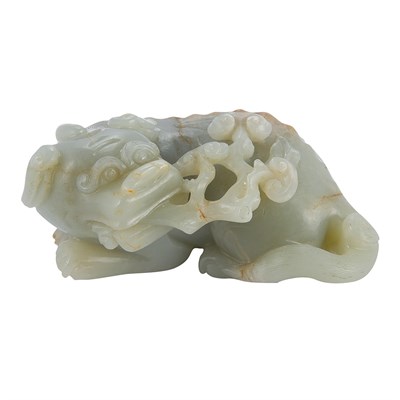 Lot 289 - Chinese Celadon Jade Qilin 19th Century In a...