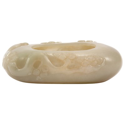 Lot 258 - Chinese Celadon Jade Brushwasher Of oval form,...