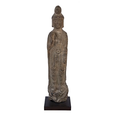 Lot 337 - Chinese Longmen Type Limestone Figure of a...