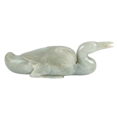 Lot 288 - Chinese Celadon Jade Bird-Form Box Qing...