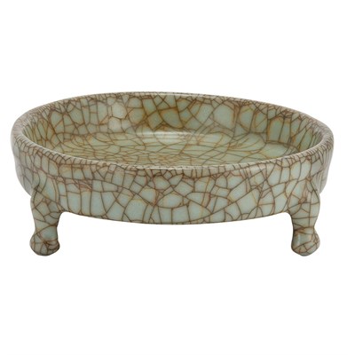 Lot 411 - Chinese Ge Style Dish Raised on three shaped...