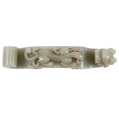 Lot 380 - Chinese Celadon Jade Model of a Belthook Of...
