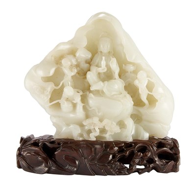 Lot 286 - Chinese White Jade Figural Sculpture Deeply...
