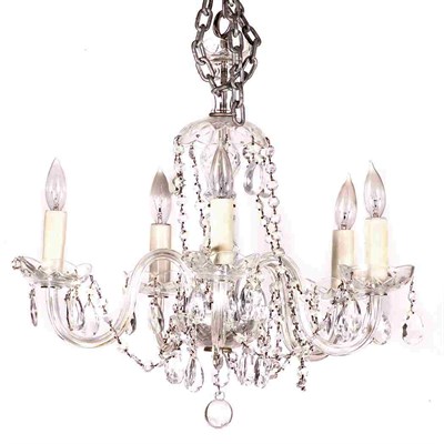 Lot 248 - George III Style Glass Five-Light Chandelier...