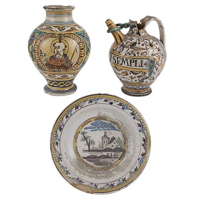 Lot 191 - Group of Three Majolica Articles 18th/19th...