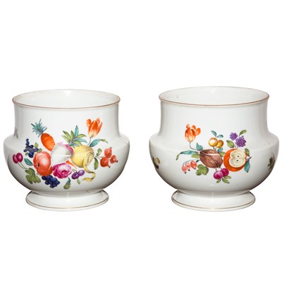 Lot 202 - Pair of English Porcelain Cachepots Height 6...