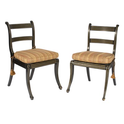 Lot 306 - Set of Six Regency Style Black Painted Dining...