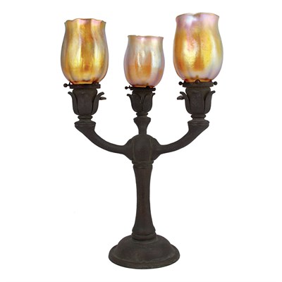 Lot 1332 - Unsigned Tiffany Studios Bronze and Favrile...