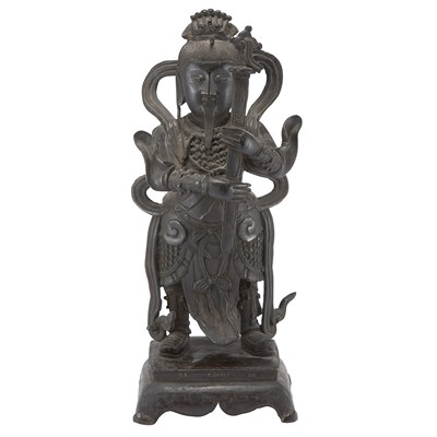 Lot 213 - Chinese Bronze Guardian 18th Century Standing...
