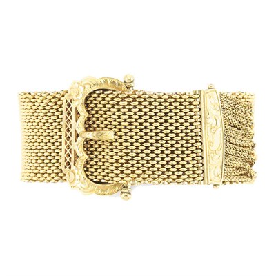 Lot 25 - Gold Mesh Slide Fringe Bracelet