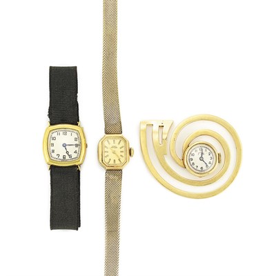 Lot 623 - Two Wristwatches and Gold Money Clip-Watch