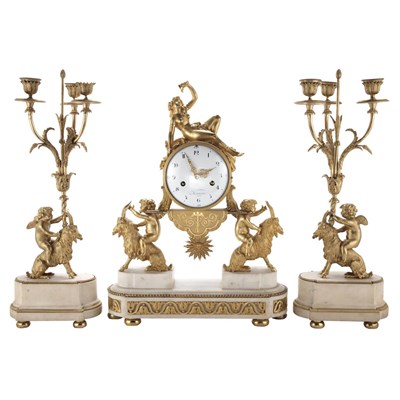 Lot 379 - Pair of Louis XVI Gilt-Bronze and Marble Three-...