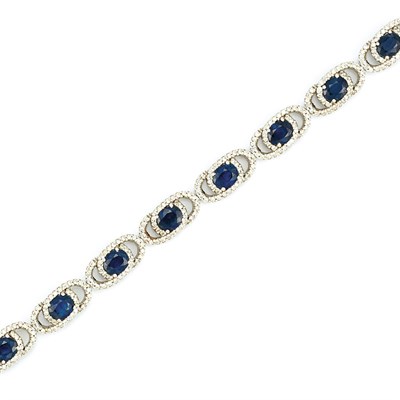 Lot 607 - White Gold, Diamond and Sapphire Bracelet