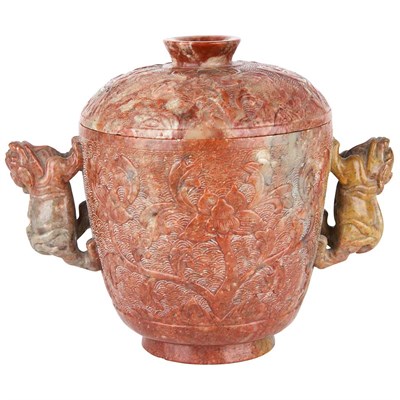 Lot 122 - Chinese Soapstone Covered Vase Of deep form,...