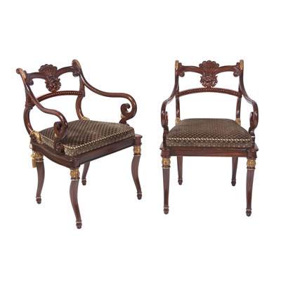 Lot 1418 - Set of Eight Regency Style Parcel Painted...