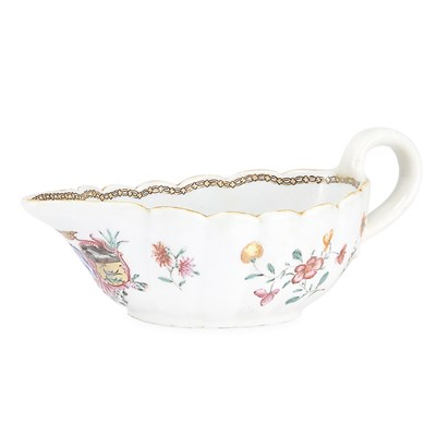 Lot 187 - Chinese Export Armorial Porcelain Sauceboat...