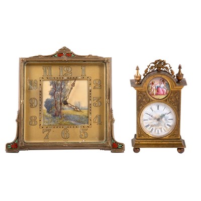 Lot 1108 - Two Gilt-Bronze Desk Clocks Comprising an Art...